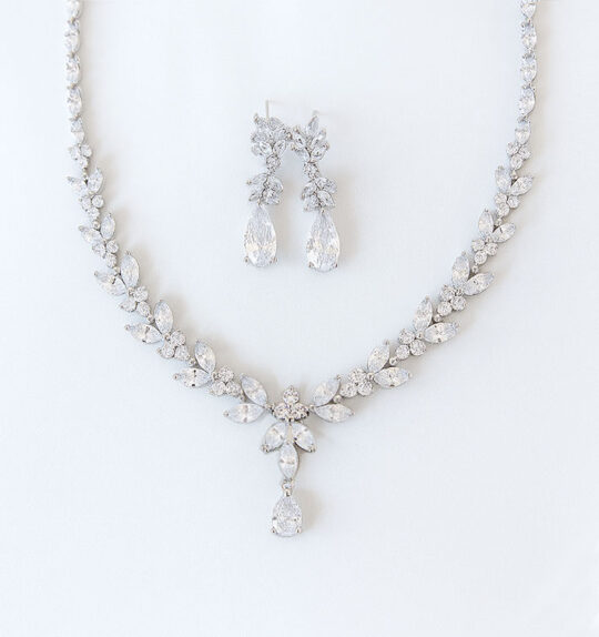 Parure bijoux mariée dorée en cristal zircon Sonia