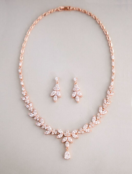 Parure bijoux mariée élégante rose gold en cristal zircon "Allison" – Image 5