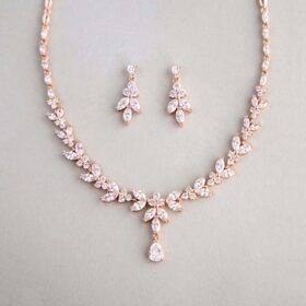 Parure bijoux mariée élégante rose gold en cristal zircon "Allison"