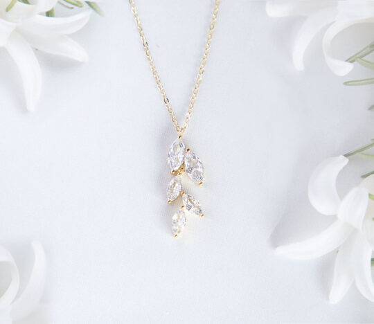 Parure bijoux mariée feuilles cristal Zircon magnifique et éclatant Cécilia