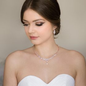 Parure bijoux mariée élégante rose gold en cristal zircon Allison