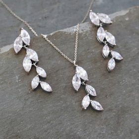 parure bijoux mariee cristal Swarovski feuilles