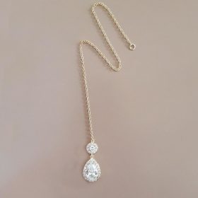 Bijou de dos de mariée avec ou sans collier pendentif goutte Michaela