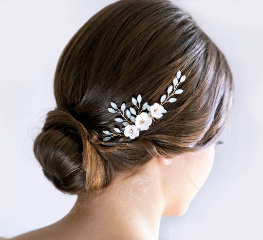 Bijoux de cheveux mariage feuilles fleurs et strass