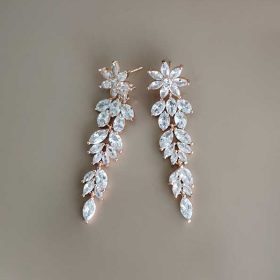 Boucles d'oreilles mariée élégantes en cristal Zircon 