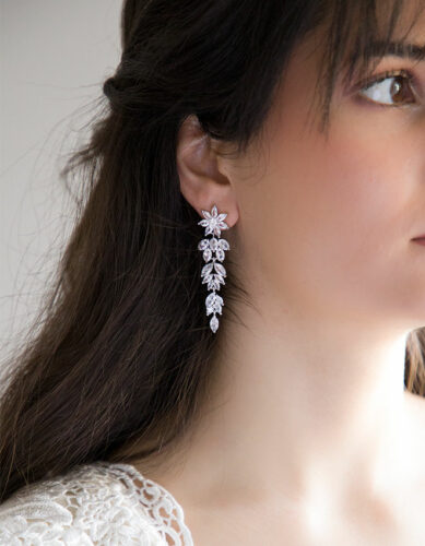 Boucles D'oreilles Blanc/ivoire/cristal - Mariée, Mariage, Soirée, Pas Cher