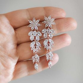 Boucles d'oreilles mariée élégantes en cristal Zircon 