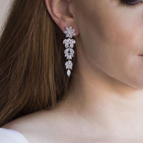 Boucles d'oreilles mariée élégantes en cristal Zircon Claudia