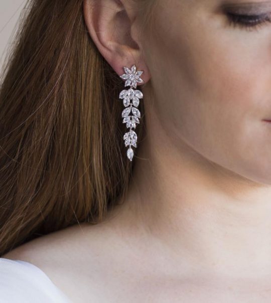 Boucles d'oreilles mariée élégantes en cristal Zircon Claudia