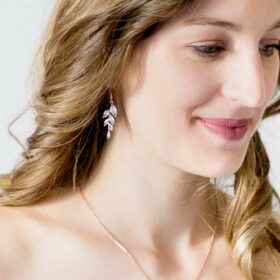 Boucles d'oreilles pour mariée rose gold cristal Anita