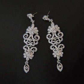 Boucles d’oreilles mariage chandelier style Art Déco Valérie