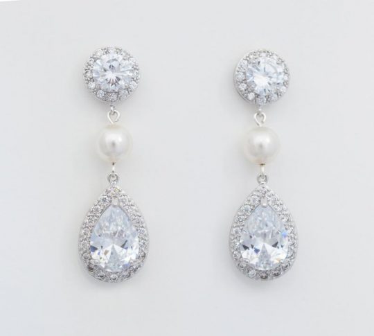 Boucles d’oreilles mariage cristal et perles Swarovski Betty