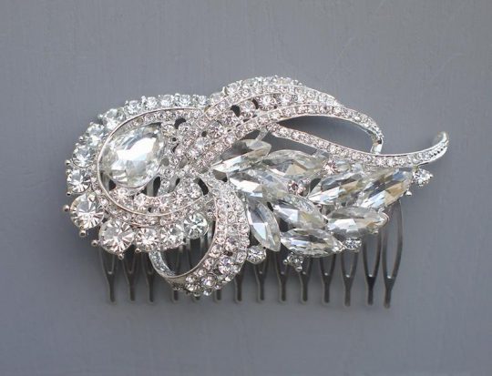 Peigne coiffure mariage, bijoux de cheveux cristal Dorothée