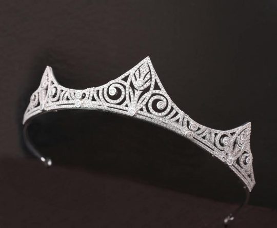 Diadème mariage original en Zircon, tiare diamantée de luxe