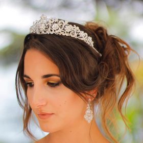 Couronne Princesse Voarge Bridal Tiara - Diadème En Cristal Avec Strass - Pour Femme - Couronne Avec Peigne - Bandeau,Tiare, Barrette à Cheveux - Pour Mariage, Couronne Echarpe Miss Personnalisable