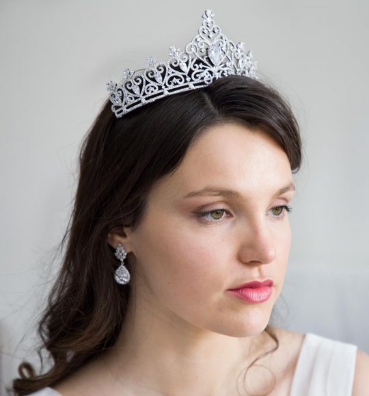 Diadème mariage princesse, couronne diamantée Adeline