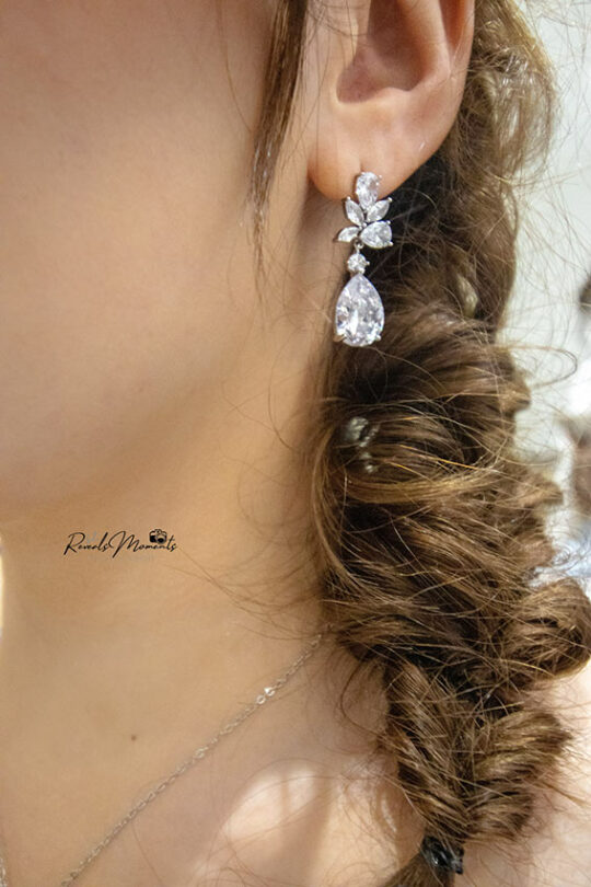 Boucles d'oreilles pour mariée rose gold originales Pauline