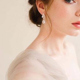 Boucles d'oreilles pour mariée rose gold originales "Pauline"