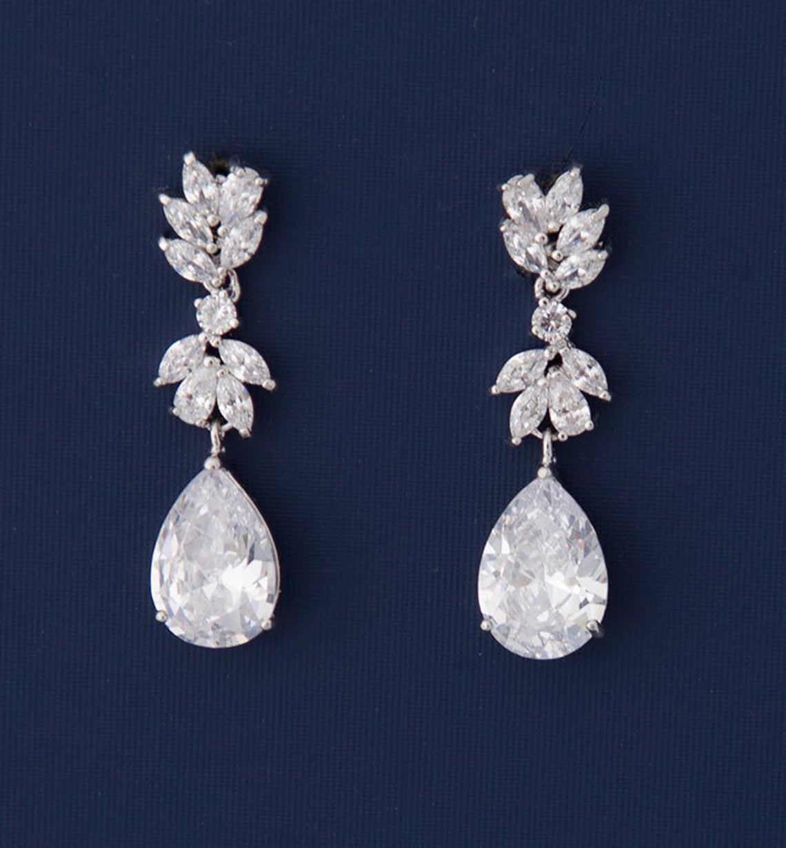 Boucles d'oreilles mariage pendantes cristal Zircon "Andrea"