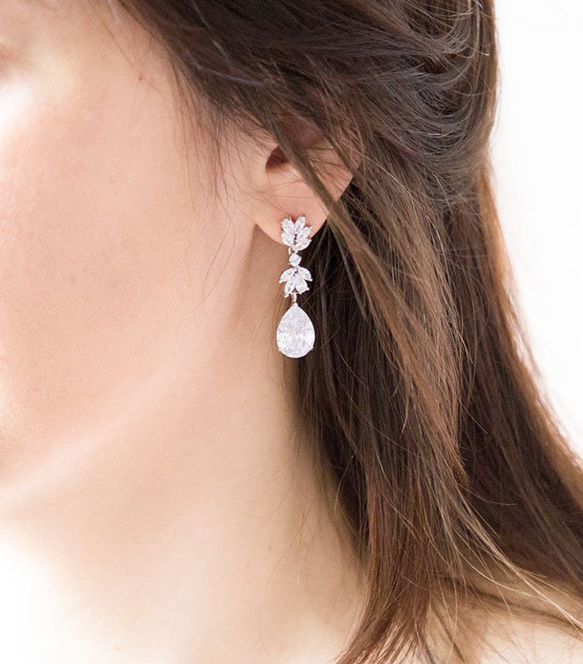 Boucles d’oreilles mariage pendantes cristal Zircon 