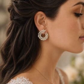 Boucles d’oreilles mariage clous feuilles romantiques "Britney" – Image 3