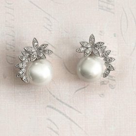 Boucles d’oreilles mariage perles strass romantiques Nelly