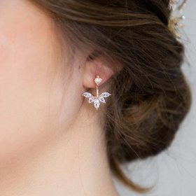 Boucles d'oreilles mariée rose gold cristal Mélissa