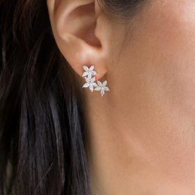 Boucles d’oreilles mariage clous fleurs romantiques zircon