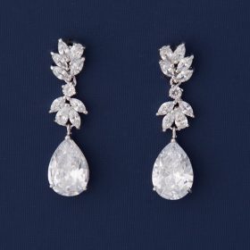 Boucles d’oreilles mariage pendantes cristal Zircon Andrea