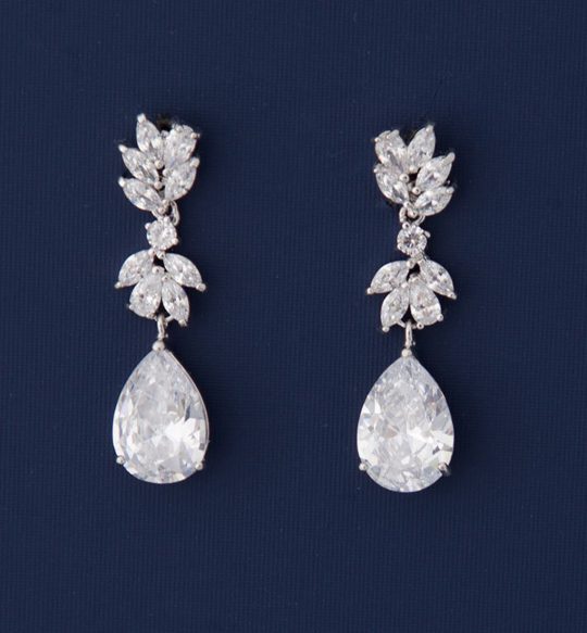 Boucles d’oreilles mariage pendantes cristal Zircon Andrea