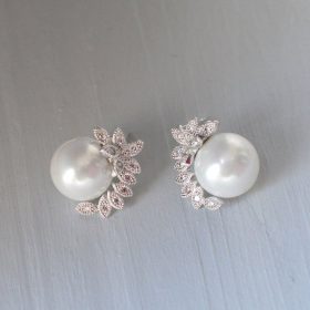 Boucles d’oreilles mariage perles strass romantiques