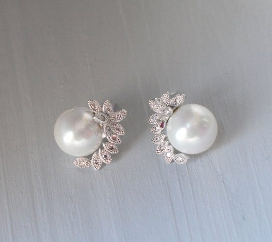 Boucles d’oreilles mariage perles strass romantiques