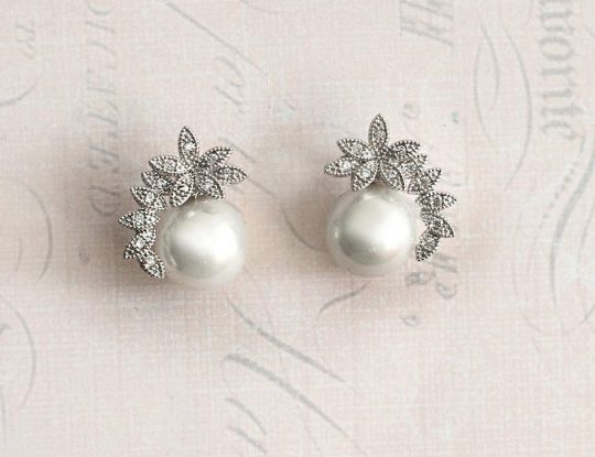 Boucles d’oreilles mariage perles strass romantiques Nelly