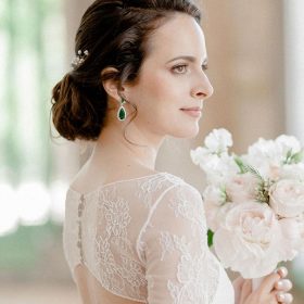 Boucles d’oreilles vertes goutte d'eau mariage émeraude