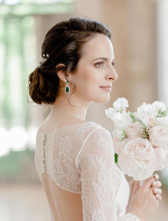 Boucles d’oreilles vertes goutte d'eau mariage émeraude