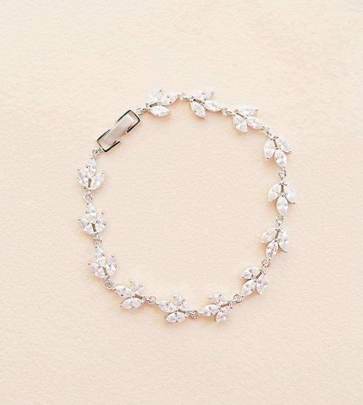 Bracelet Glamour Rose Cristal Zirconium Or Blanc - Neuf Sans Emballage