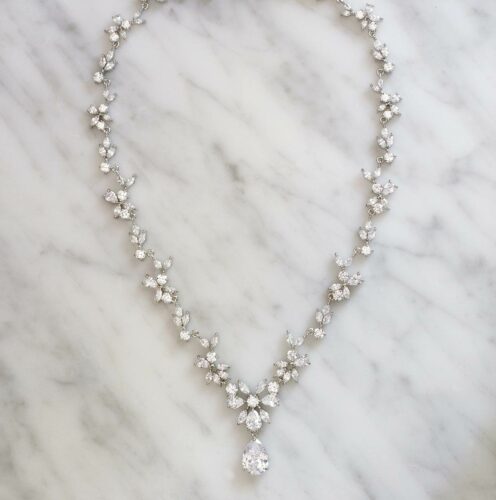 Parure Bijoux Mariage - Collier Et Boucles D'oreilles Zircon Doré - Style Délicat Pour Robe De Mariée, Cérémonie - 14