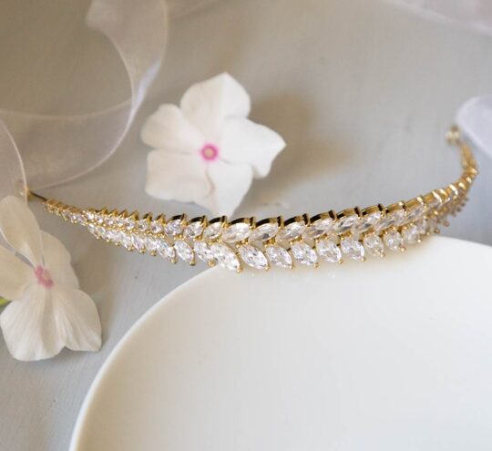Tiare mariage, bijou de cheveux de luxe Theodora