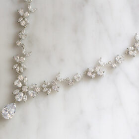 Parure bijoux mariée rose gold chic en cristal zircon Mélodie