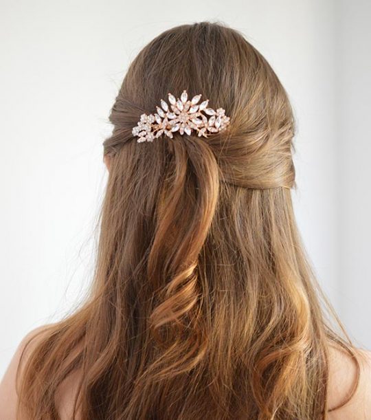 Bijou cheveux mariage rose gold, peigne coiffure mariée Theodora