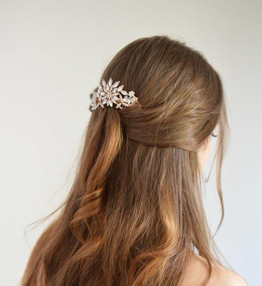 Bijou cheveux mariage rose gold, peigne coiffure mariée Theodora