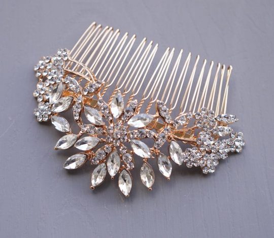 Bijou cheveux mariage rose gold, peigne coiffure mariée "Theodora"