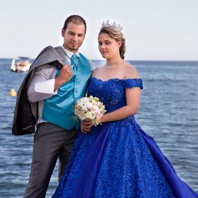 Collier couronne mariée robe bleu 2