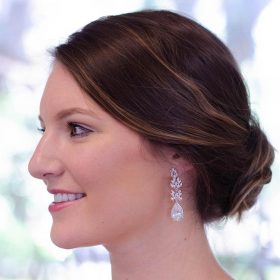 Boucles d’oreilles mariage pendantes chic en Zircon