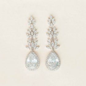 Boucles d’oreilles mariage pendantes chic en Zircon "Lara"