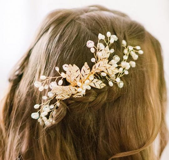 Bijoux de cheveux doré mariée bohème chic