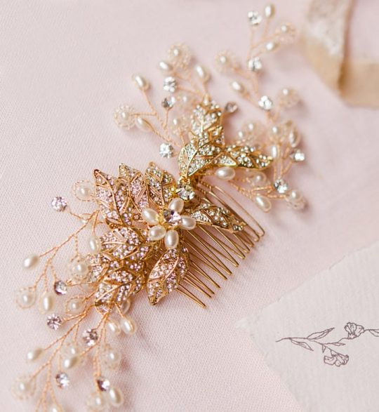 Bijoux de cheveux doré mariée bohème chic