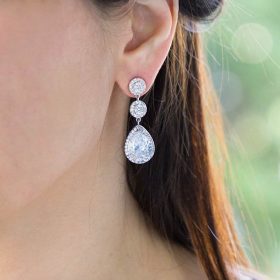 Boucles d’oreilles mariage élégantes cristal Zircon“Laurène”