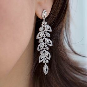 Boucles d'oreilles mariage feuilles pendantes Darina