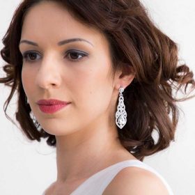 Boucles d’oreilles mariée pendantes sertis cristal Paola